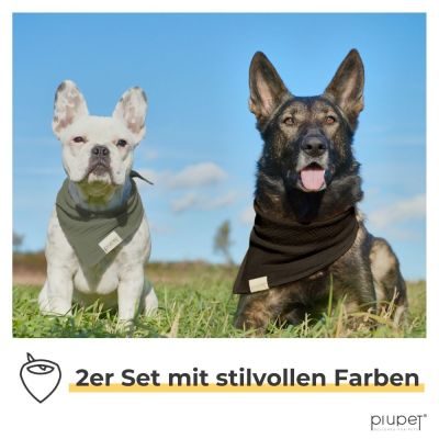 Thumbnail 2: PIUPET Hundehalstuch I 2er Set Hundehalstücher I Hundebekleidung & Zubehör I 58x40x40cm I Schwarz / Grün (S)