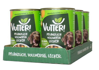 Thumbnail 3: Vutter! Vutter! Hundefutter vegan | 6 x 400g | Nassfutter: Wie Lamm | Glutenfrei | Alleinfuttermittel | bedarfsdeckend | veganes Hundefutter