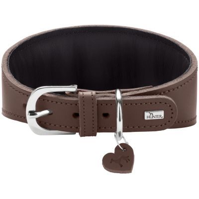 HUNTER Windhundhalsband Love S (42), braun/schwarz