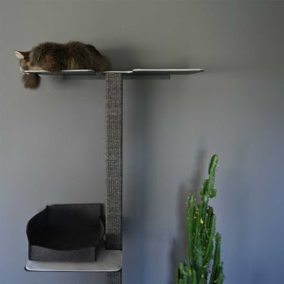 Thumbnail 2: stylecats® Kratzbaum Mounty X-Large mit Doppel- & Zwischenboden anthrazit Doppel / links unten Sisal anthrazit Cozy hellgrau, 202 cm