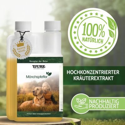 Thumbnail 10: TJURE TJURE - Mönchspfeffer Liquid - 500 ml  | Hormonbalance für glückliche Hunde |  bei Läufigkeit | Scheinträchtigkeit
