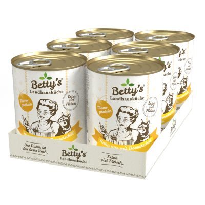 Thumbnail 3: Betty's Landhausküche Katzennassfutter Huhn PUR mit Borretschöl 12x 400g