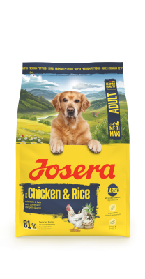 Josera Adult Chicken & Rice, glutenfreies Trockenfutter mit extra großer Krokette, 3x3kg