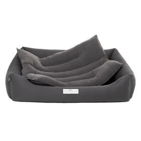HOUND&NATURE SET: Hundebett LUZERN XXL dunkelgrau + wasserfestem Baumwoll -Matratzenüberzug