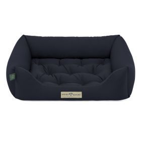 HOUND&NATURE SET: Hundebett ZERMATT S dunkelblau + wasserfestem hellgrauen Fleece-Matratzenüberzug