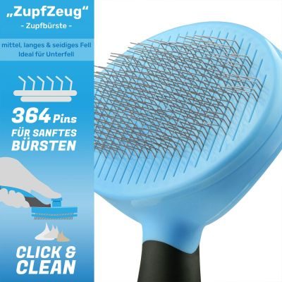 Thumbnail 6: BluePet Selbstreinigende Zupfbürste, Hundebürste & Katzenbürste für Langhaar, ZupfZeug mit Reinigungsknopf für die tägliche Anwendung im Fellwechsel