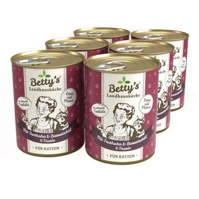 Thumbnail 2: Betty's Landhausküche Nassfutter für Katzen mit Truthahn & Borretschöl 12x 400g