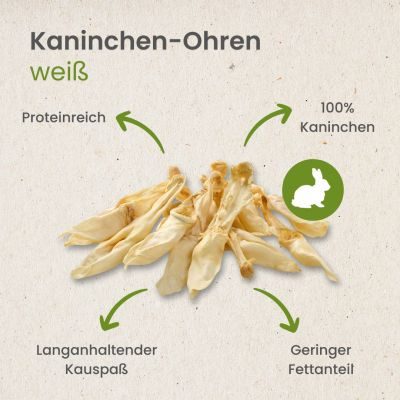 Thumbnail 4: kauartikel.com Kaninchen-Ohren, weiß - Hunde-Kauartikel - Hunde-Snack - Hypoallergen-Kausnack - Hasen-Leckerli