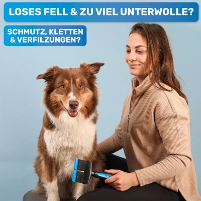 Thumbnail 7: BluePet Profi-Zupfbürste doppelseitig für Hunde & Katzen, professionelle Bürste für Langhaar, beidseitig flexibler Bürstenkopf für sanfte Pflege, zweiseitig