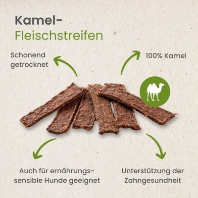 Thumbnail 4: kauartikel.com Kamel-Fleischstreifen - hypoallergener Hunde-Kauartikel - Hunde-Snack - Kausnack - Leckerli