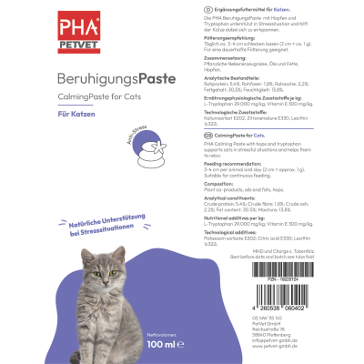 Thumbnail 4: PHA PetVet - PHA BeruhigungsPaste für Katzen - 100 ml - Nahrungsergänzung - Futterergänzung