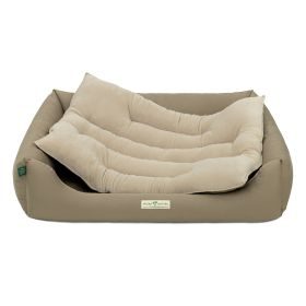 HOUND&NATURE SET: Hundebett LUZERN XL taupe + wasserfestem Baumwoll -Matratzenüberzug