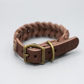 Lucky Hearts™ geflochtenes Fettlederhalsband Hugo  S-M / Braun