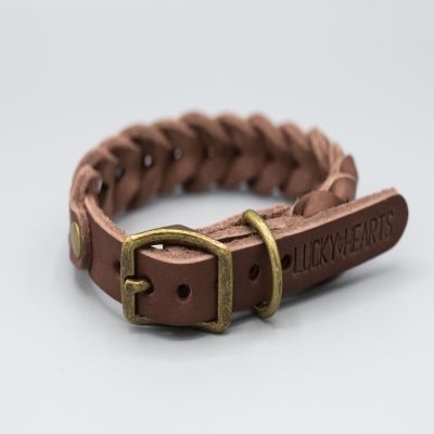 Thumbnail 1: Lucky Hearts™ geflochtenes Fettlederhalsband Hugo S-M / Braun
