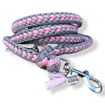 Bild 1 von 1: PARACORD FASHION Hundeleine aus Paracord - Kara Yatsu Grau / Rosa / 1,5 m