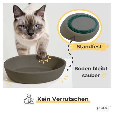Thumbnail 4: PIUPET Katzen Napf 2er Set I Futternapf Katze rutschfest I Katzennapf I spülmaschinengeeignet I Grau