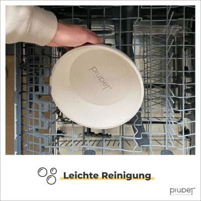 Thumbnail 2: PIUPET Futternapf und Wassernapf für Hunde I Spülmaschinenfest I für große Hunde I 21,5 cm Durchmesser I 2er Set I 1,6 L I Beige