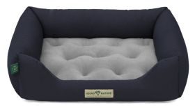 HOUND&NATURE SET: Hundebett ZÜRICH S dunkelblau + wasserfestem hellgrauen Baumwoll-Matratzenüberzug