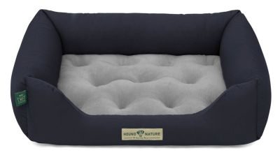 HOUND&NATURE SET: Hundebett ZÜRICH S dunkelblau + wasserfestem hellgrauen Baumwoll-Matratzenüberzug