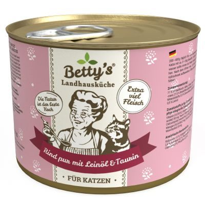 Thumbnail 3: Betty's Landhausküche Katzennassfutter Rind pur mit Leinöl 12x 200g