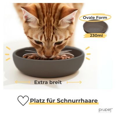Thumbnail 3: PIUPET Katzen Napf 2er Set I Futternapf Katze rutschfest I Katzennapf I spülmaschinengeeignet I Grau