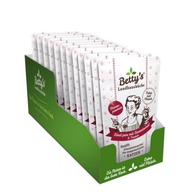 Thumbnail 2: Betty's Landhausküche Katzennassfutter Rind pur mit Borretschöl 12x 100g im Frischebeutel