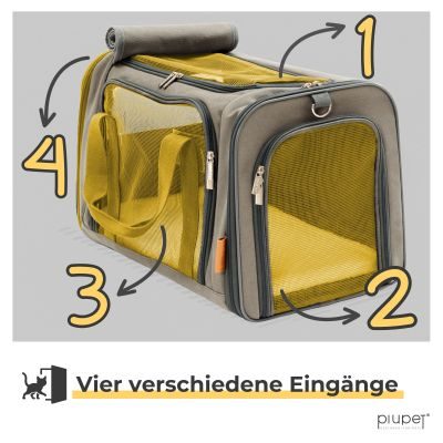Thumbnail 3: PIUPET Transportbox I Ideal für Katzen & kleine Hunde I Stabile Transporttasche mit großem Blickfeld I Transportbox mit herausnehmbarer Matte
