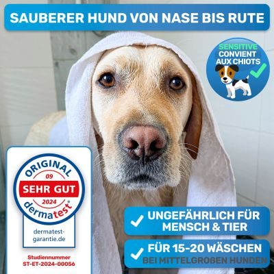 Thumbnail 4: BluePet Hundeshampoo + Befüllbare Badebürste Set: die perfekte 2in1 Lösung zum Baden von Hunden, inkl 1x weicher & 1x etwas härterer Waschaufsatz zum Wechseln