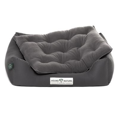HOUND&NATURE Hundebett ZÜRICH S dunkelgrau + wasserfestem Fleece-Matratzenüberzug