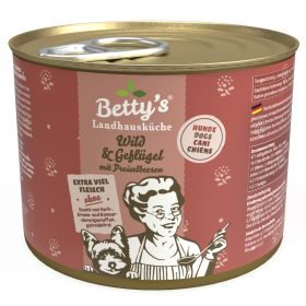 Betty's Landhausküche Nassfutter für Hunde mit Wild & Geflügel 12x 200g