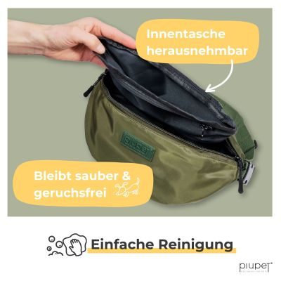 Thumbnail 2: PIUPET Leckerlitasche für Hunde I Stylische & wasserdichte Gassitasche I Bauch- & Umhängetasche I 3 Fächer I Grün