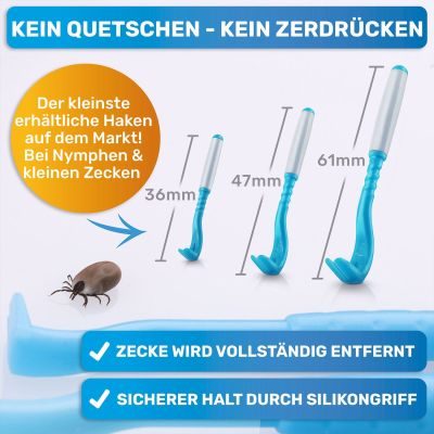 Thumbnail 6: BluePet Premium 3x Zeckenhaken, Zeckenentferner Zeckenhebel mit anti-rutsch (weiß) - made in France