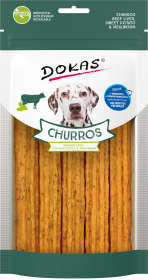 Dokas Kaustange für Hunde Churros mit Rinderleber, Süßkartoffel & Mehlwurm 8x 150g Multipack