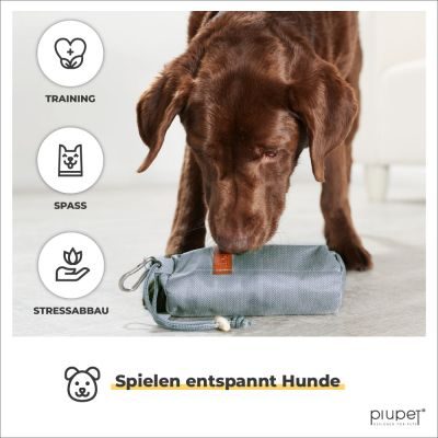 Thumbnail 6: PIUPET Futterbeutel Hunde I Befüllbarer Apportierbeutel für Hunde I Futterdummy Hundetraining I Futterbeutel Hundetraining I Grau
