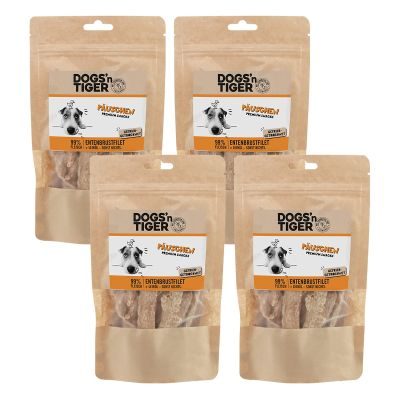 Thumbnail 4: Dogs'n Tiger Adult, Hunde Snacks, Päuschen Ente, Leckerlies, 99% gefriergetrocknetes Entenbrustfilet, 4x 80g