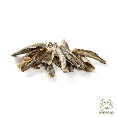 kauartikel.com Kabeljau-Haut, geschnitten - Hunde-Kauartikel - Hunde-Snack - Kausnack - Fisch-Leckerli