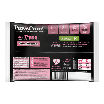 Thumbnail 2: Pawsome!® Pawsome!® Adult Pute 85g 4er Flowpack