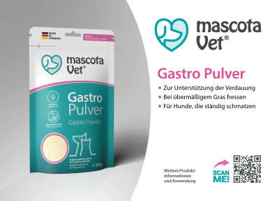 Thumbnail 2: mascota vet Gastro Pulver, natürliches Ergänzungsfuttermittel für Hunde & Katzen bei Verdauungsproblemen und übermäßigem Gras fressen, 250 g