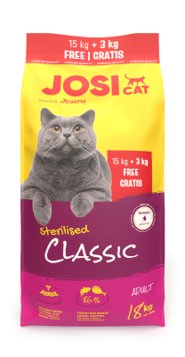 JosiCat Josicat Sterilised Classic 18 kg Katzenfutter nach der Sterilisation 15+3 kg