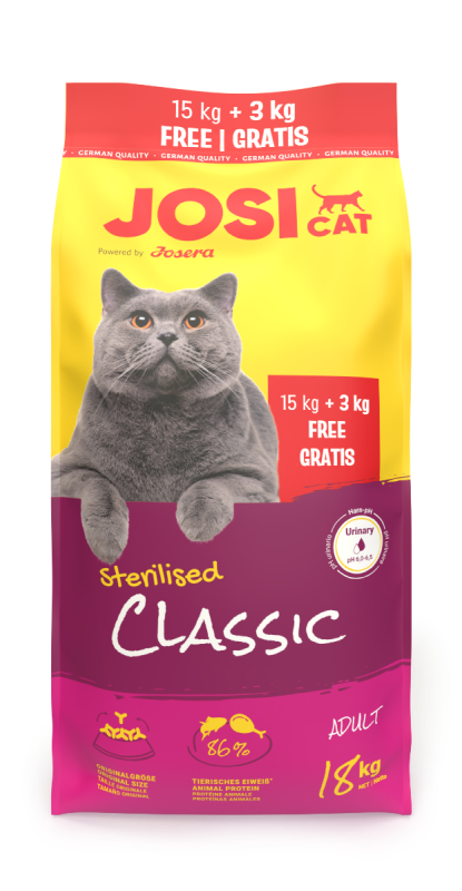 JosiCat Josicat Sterilised Classic 18 kg Katzenfutter nach der Sterilisation 15+3 kg