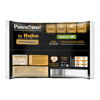 Thumbnail 2: Pawsome!® Pawsome!® Adult Huhn 85g 4er Flowpack