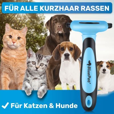 Thumbnail 2: BluePet Kurzhaar Unterfellbürste - Deshedder, Unterwollbürste für Hunde & Katzen im Fellwechsel - Entfernen von Unterwolle, Filz & Knoten - Unterwollkamm