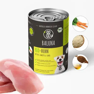 Baluna Bio-Huhn mit Reis, Karotte & Leinöl 400g