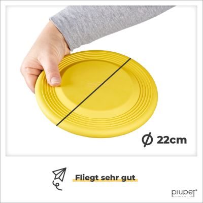 Thumbnail 3: PIUPET Frisbee Hund I Gelb & Grau I 22cm Durchmesser I Farben gut erkennbar für Hunde I 2er-Set Frisbees I Hundefrisbee-Set