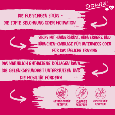 Thumbnail 3: Dokas Sticks mit Hühnerbrust & Hühnerherz 12x 60g Multipack