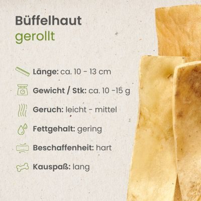 Thumbnail 3: kauartikel.com Büffel-Haut, gerollt -  Hunde-Kauartikel - Hunde-Snack - Büffel-Kausnack - Leckerli vom Rind