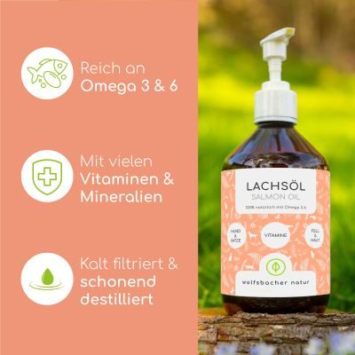 Thumbnail 1: Wolfsbacher Natur Natürliches Lachsöl für Hunde & Katzen 500ml