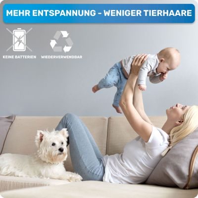 Thumbnail 5: BluePet Tierhaarentferner inkl Mini Fusselrolle I Wiederverwendbare Fusselbürste, Tierhaare, Katzenhaare, Hundehaare auf Polster entfernen I Wiederverwendbar