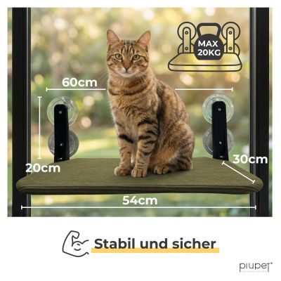 Thumbnail 5: PIUPET Katzenfensterliege I Klappbare Katzenliege mit Saugnäpfen I Wendbare Hängematte für Fenster I bis 20 kg
