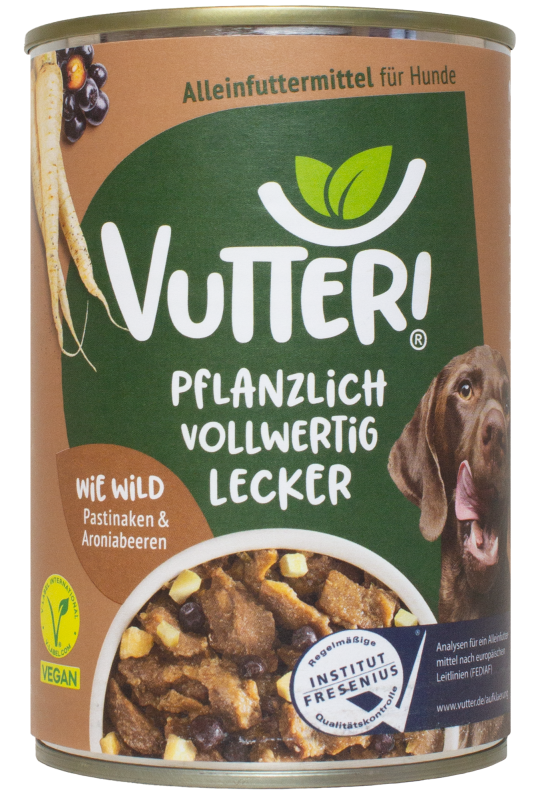 Vutter! Vutter! Hundefutter vegan | Nassfutter Wie Wild | glutenfrei | Alleinfuttermittel | für Hunde | veganes Hundefutter